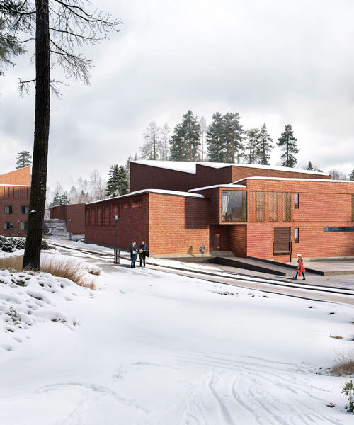 perforated brick facade encloses north musical art center in säynätsalo, finland