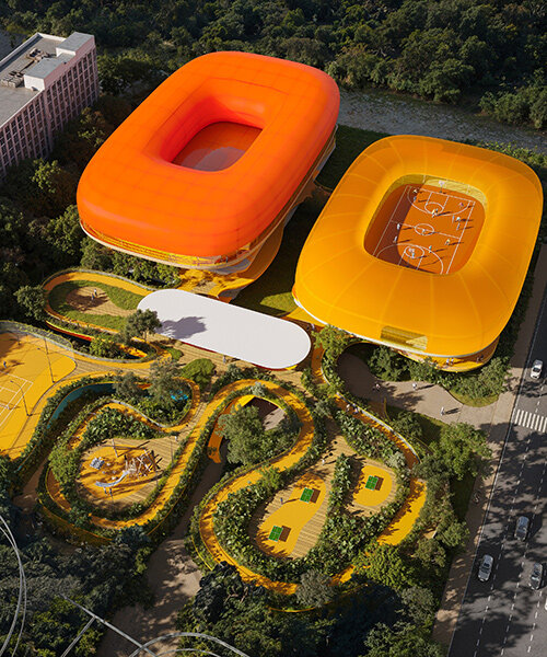 ETFE membranes top fluid pavilions of selgascano's proposed sports center for shanghai